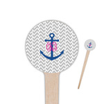 Monogram Anchor 4" Round Wooden Food Picks - Single Sided