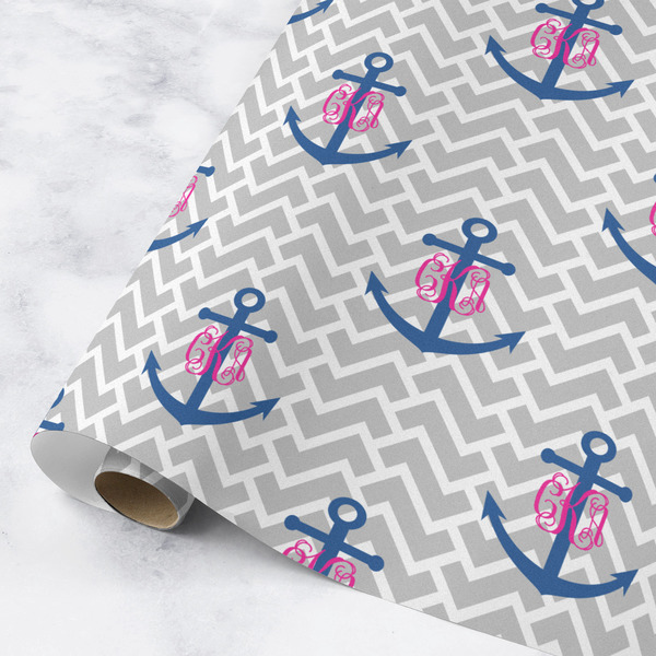 Custom Monogram Anchor Wrapping Paper Roll - Medium - Matte