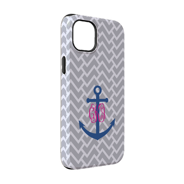 Custom Monogram Anchor iPhone Case - Rubber Lined - iPhone 14 Pro