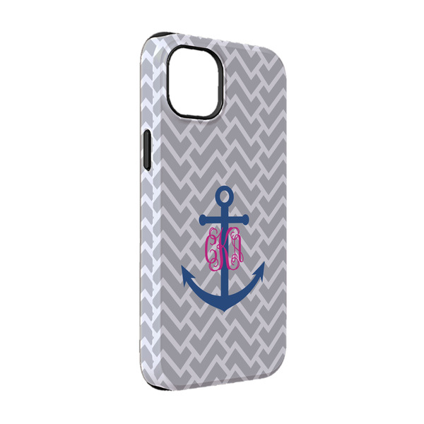 Custom Monogram Anchor iPhone Case - Rubber Lined - iPhone 14