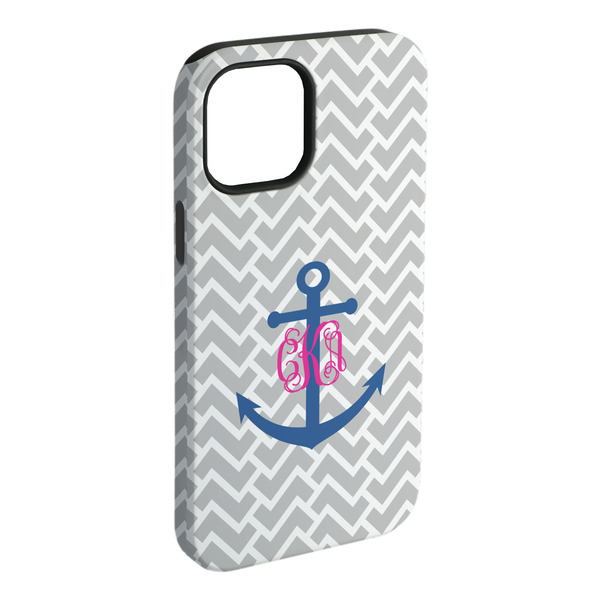 Custom Monogram Anchor iPhone Case - Rubber Lined - iPhone 15 Plus