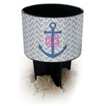 Monogram Anchor Black Beach Spiker Drink Holder (Personalized)