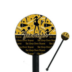 Cheer 5.5" Round Plastic Stir Sticks - Black - Double Sided (Personalized)