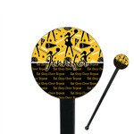 Cheer 7" Round Plastic Stir Sticks - Black - Single Sided (Personalized)