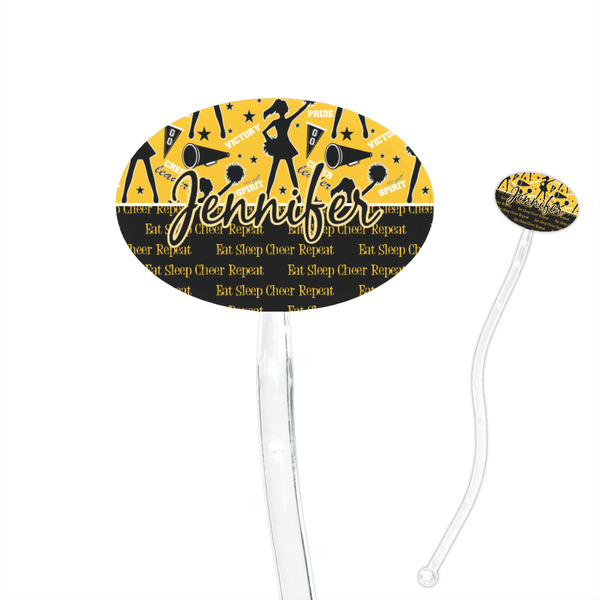 Custom Cheer 7" Oval Plastic Stir Sticks - Clear (Personalized)