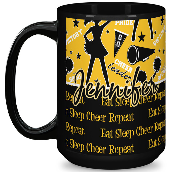 Custom Cheer 15 Oz Coffee Mug - Black (Personalized)