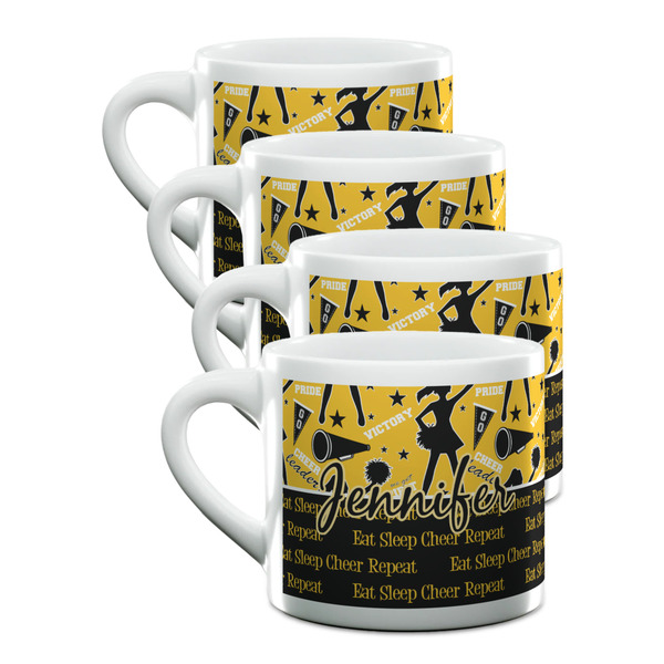 Custom Cheer Double Shot Espresso Cups - Set of 4 (Personalized)