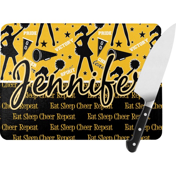 Custom Cheer Rectangular Glass Cutting Board (Personalized)