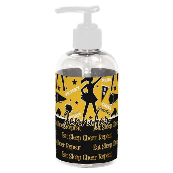 Custom Cheer Plastic Soap / Lotion Dispenser (8 oz - Small - White) (Personalized)