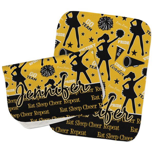 Custom Cheer Burp Cloths - Fleece - Set of 2 w/ Name or Text