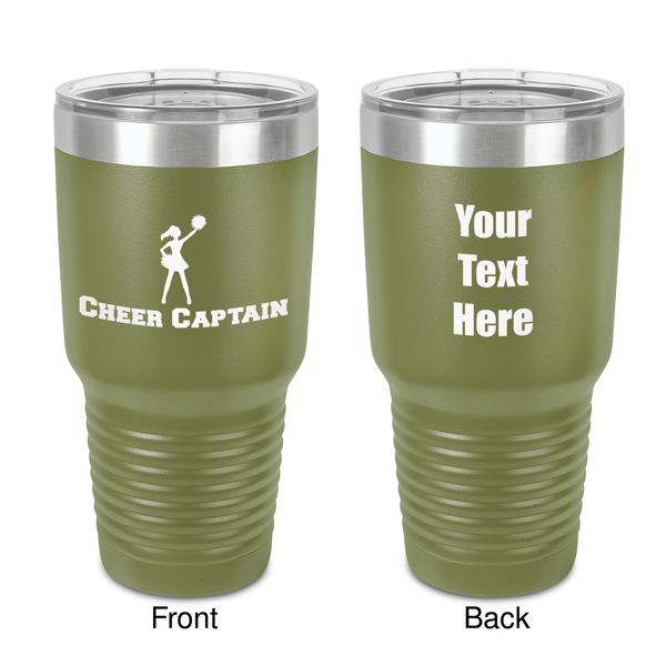 Custom Cheerleader 30 oz Stainless Steel Tumbler - Olive - Double-Sided (Personalized)