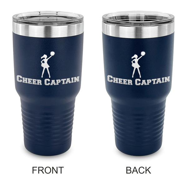 Custom Cheerleader 30 oz Stainless Steel Tumbler - Navy - Double Sided (Personalized)