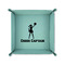 Cheerleader 6" x 6" Teal Leatherette Snap Up Tray - FOLDED UP