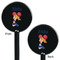 Cheerleader Black Plastic 5.5" Stir Stick - Double Sided - Round - Front & Back