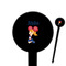 Cheerleader Black Plastic 6" Food Pick - Round - Closeup