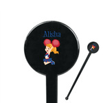 Cheerleader 7" Round Plastic Stir Sticks - Black - Double Sided (Personalized)