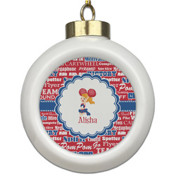 Cheerleader Ceramic Ball Ornament (Personalized)