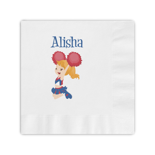 Custom Cheerleader Coined Cocktail Napkins (Personalized)