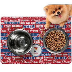 Cheerleader Dog Food Mat - Small w/ Name or Text