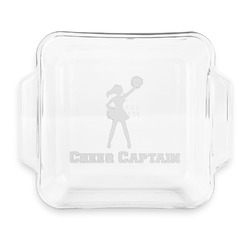 Cheerleader Glass Cake Dish with Truefit Lid - 8in x 8in (Personalized)