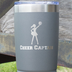 Cheerleader 20 oz Stainless Steel Tumbler - Grey - Double Sided (Personalized)