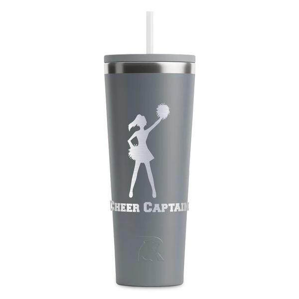 Custom Cheerleader RTIC Everyday Tumbler with Straw - 28oz - Grey - Double-Sided (Personalized)