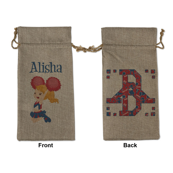 Custom Cheerleader Large Burlap Gift Bag - Front & Back (Personalized)