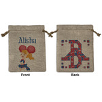 Cheerleader Medium Burlap Gift Bag - Front & Back (Personalized)