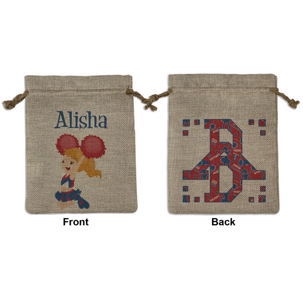 Custom Cheerleader Medium Burlap Gift Bag - Front & Back (Personalized)