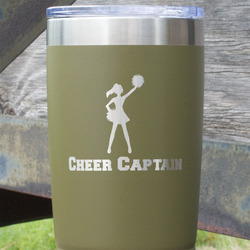 Cheerleader 20 oz Stainless Steel Tumbler - Olive - Double Sided (Personalized)