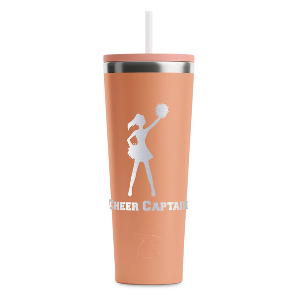 Custom Cheerleader RTIC Everyday Tumbler with Straw - 28oz - Peach - Single-Sided (Personalized)