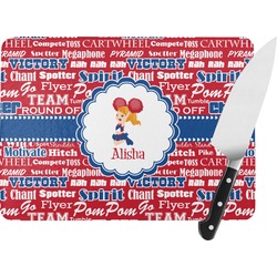 Cheerleader Rectangular Glass Cutting Board - Large - 15.25"x11.25" w/ Name or Text