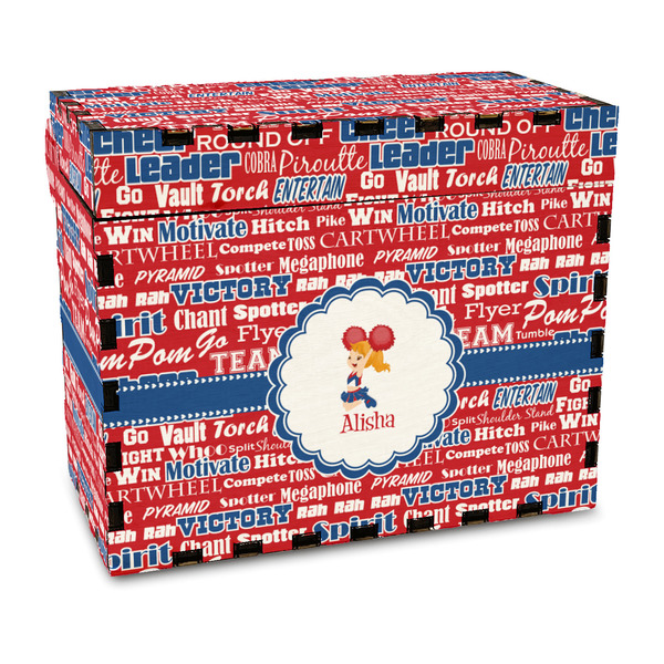 Custom Cheerleader Wood Recipe Box - Full Color Print (Personalized)