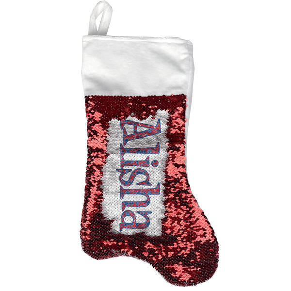 Custom Cheerleader Reversible Sequin Stocking - Red (Personalized)