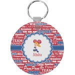 Cheerleader Round Plastic Keychain (Personalized)