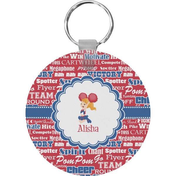 Custom Cheerleader Round Plastic Keychain (Personalized)