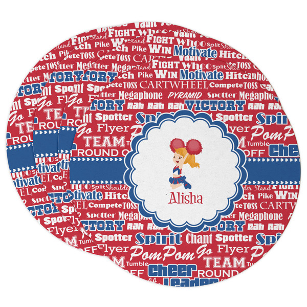 Custom Cheerleader Round Paper Coasters w/ Name or Text