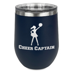 Cheerleader Stemless Stainless Steel Wine Tumbler - Navy - Single Sided (Personalized)