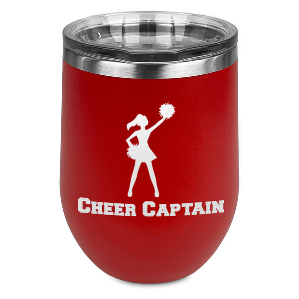 Custom Cheerleader Stemless Stainless Steel Wine Tumbler - Red - Double Sided (Personalized)