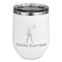 Cheerleader Stemless Stainless Steel Wine Tumbler - White - Single Sided (Personalized)