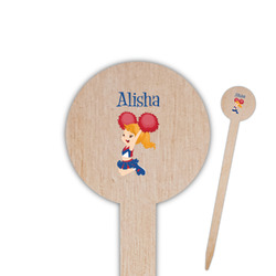 Cheerleader 6" Round Wooden Food Picks - Single Sided (Personalized)