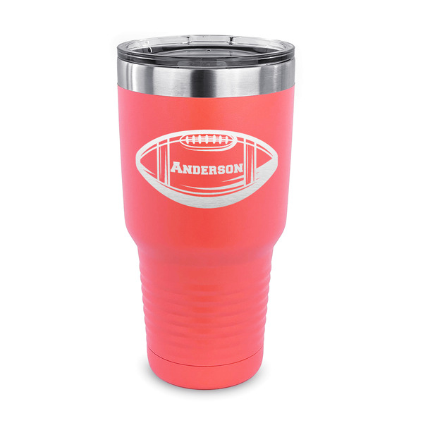 Custom Sports 30 oz Stainless Steel Tumbler - Coral - Single Sided (Personalized)