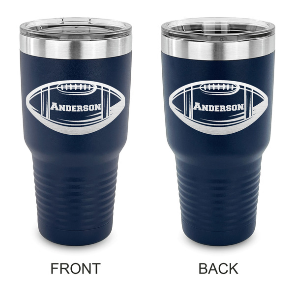 Custom Sports 30 oz Stainless Steel Tumbler - Navy - Double Sided (Personalized)