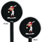 Sports Black Plastic 5.5" Stir Stick - Double Sided - Round - Front & Back