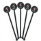 Sports Black Plastic 5.5" Stir Stick - Round - Fan View