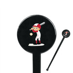 Sports 7" Round Plastic Stir Sticks - Black - Double Sided