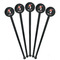 Sports Black Plastic 7" Stir Stick - Round - Fan View