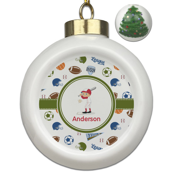 Custom Sports Ceramic Ball Ornament - Christmas Tree (Personalized)