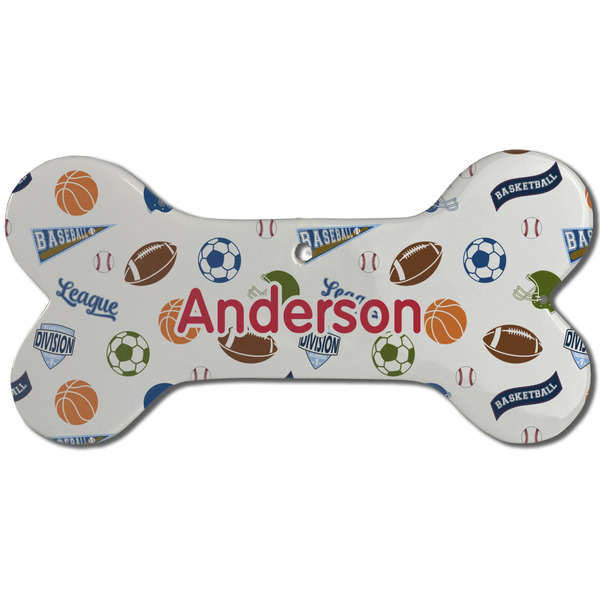 Custom Sports Ceramic Dog Ornament - Front w/ Name or Text