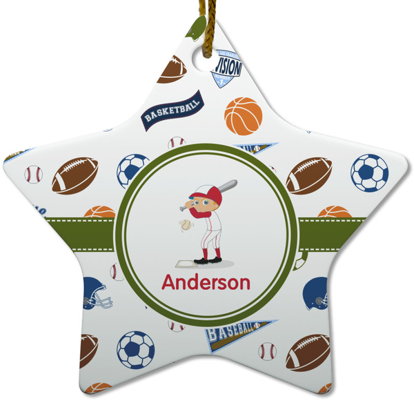 Custom Sports Star Ceramic Ornament w/ Name or Text